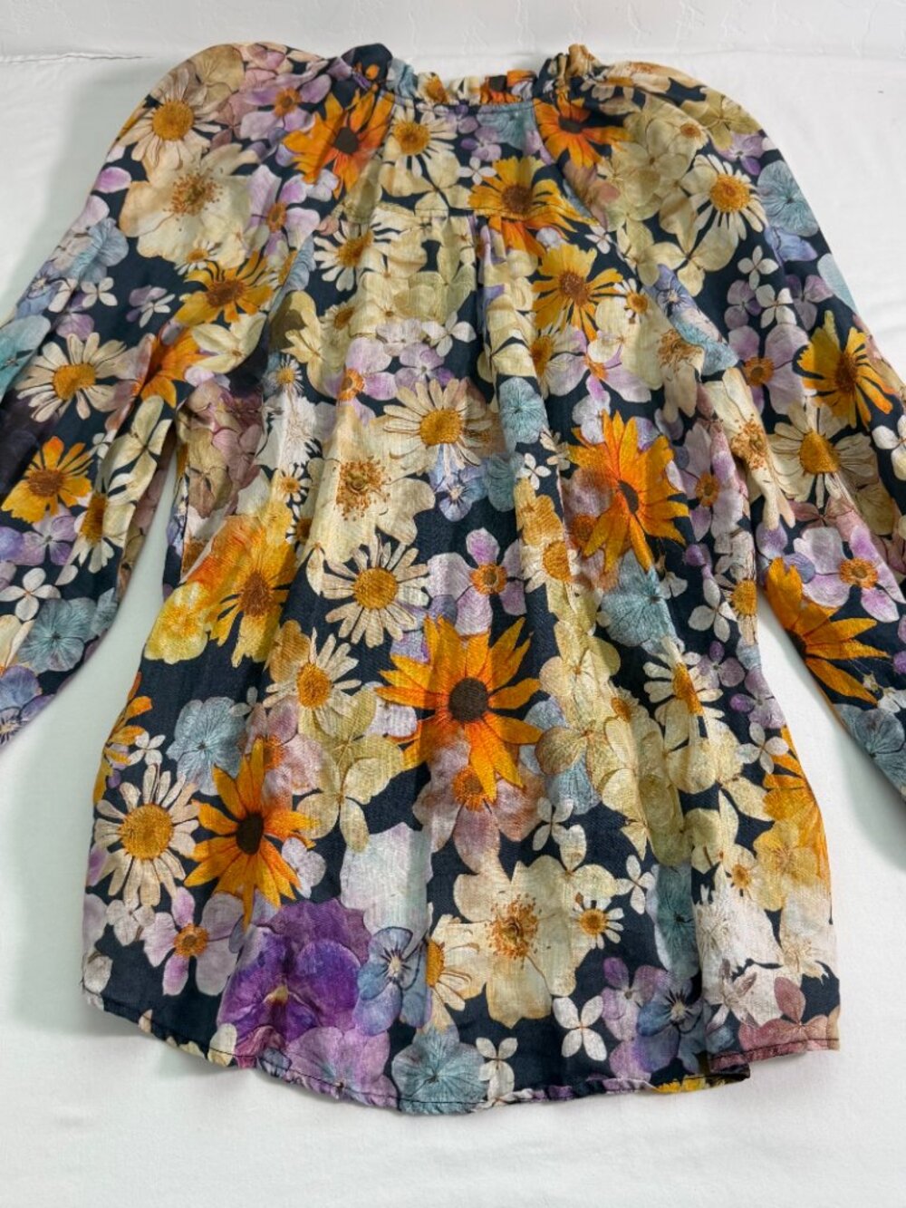 Anthropologie Moxy Collective Maeve Floral Boho Blouse Large Cottagecore - Picture 5 of 8